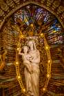 Colorful altar, stained glass, Basilica of Notre Dame de Fourviere, Lyon, France. Art Print